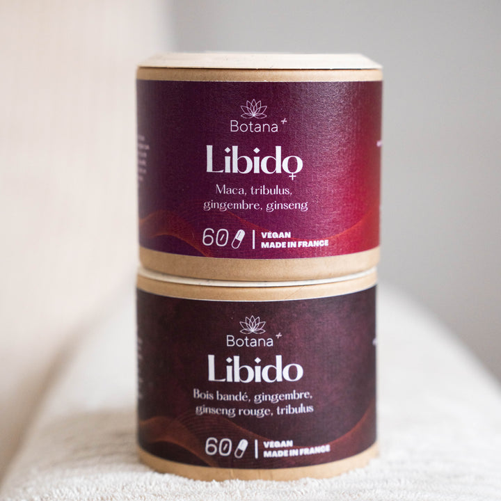 Complemento de Libido: madera con bandas, jengibre, ginseng rojo, tribulus